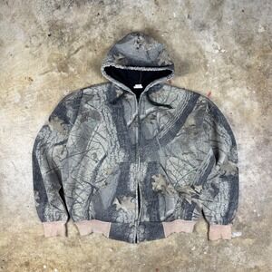 Vtg Y2K Realtree Hardwoods Camo Hoodie Men's 2XL Zip Up USA Made Hunting Jacket
